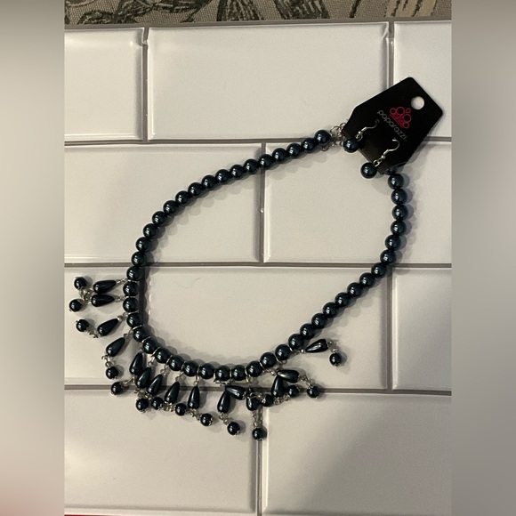 Paparazzi | Slate Blue Beaded Necklace with Fringe Design & Earrings - Picture 14 of 15